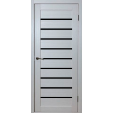 Дверное полотно остекленное Верона (700x2000) ПВХ (Дуб Молочный лакобель черный)